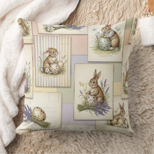 Vintage Easter Bunny Collage Cushion