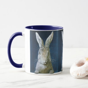Vintage Easter Bunny, Cute Furry White Rabbit Mug