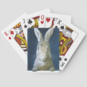 Vintage Easter Bunny, Cute Furry White Rabbit Playing Cards