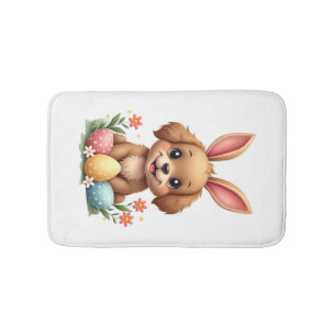 Vintage Easter Bunny Dog Cute Puppy Illustration w Bath Mat