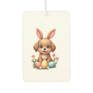 Vintage Easter Bunny Dog Cute Puppy Illustration w Car Air Freshener
