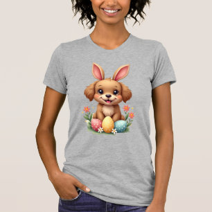 Vintage Easter Bunny Dog Cute Puppy Illustration w T-Shirt