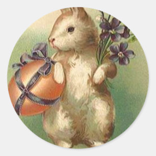 Vintage Easter Bunny Easter Egg Flowers Easter Car Classic Round Sticker