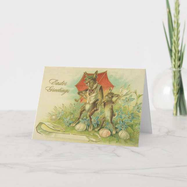 Vintage Easter Bunny Easter Greeting Card (Front)