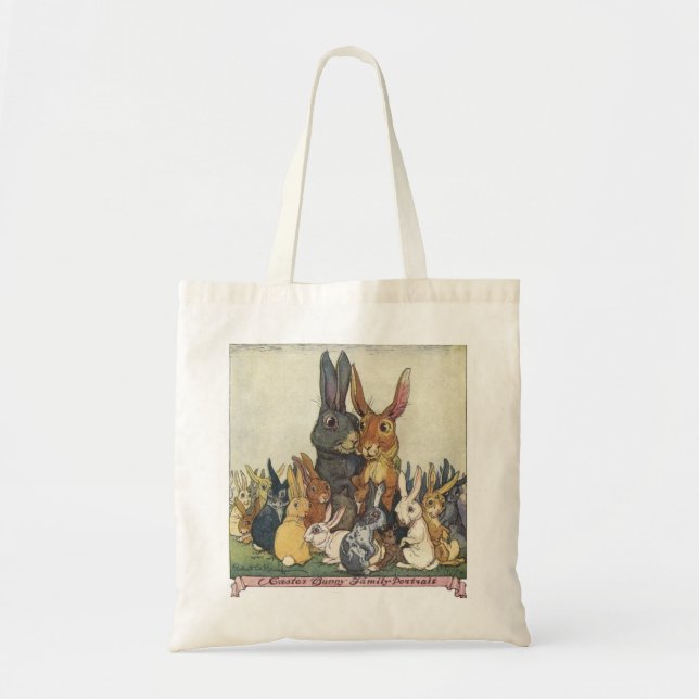 Vintage Easter Bunny Family Portrait Tote Bag (Front)