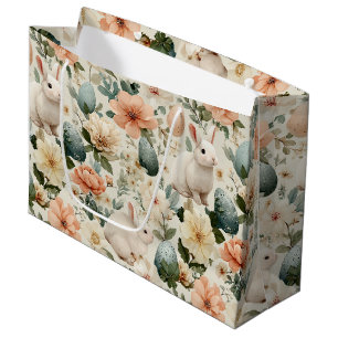 Vintage Easter Bunny Floral (10) Large Gift Bag