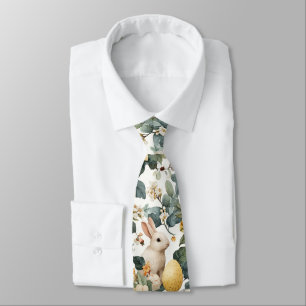 Vintage Easter Bunny Floral (2)  Tie