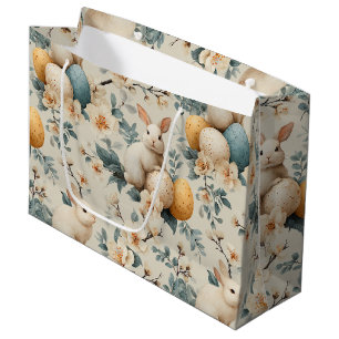 Vintage Easter Bunny Floral (3) Large Gift Bag