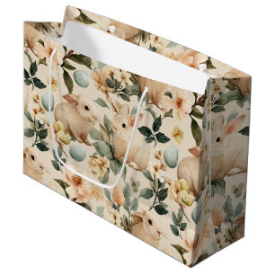 Vintage Easter Bunny Floral (4) Large Gift Bag