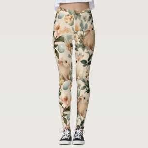 Vintage Easter Bunny Floral (4) Leggings