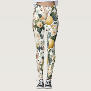 Vintage Easter Bunny Floral (7) Leggings