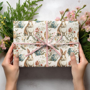 Vintage Easter Bunny & Floral  Wrapping Paper