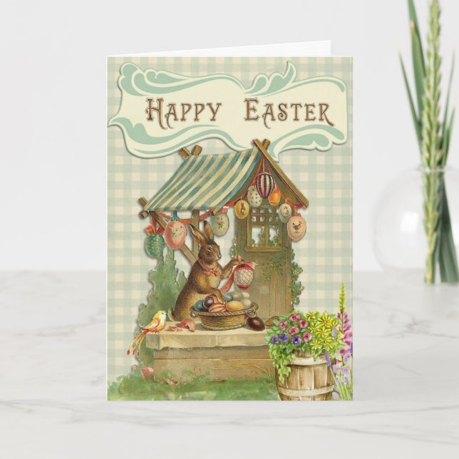 Vintage Easter Bunny Holiday Card (Front)