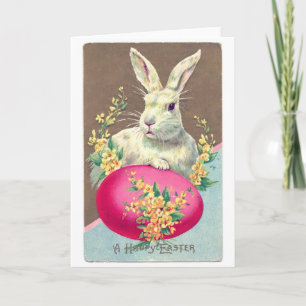Vintage Easter Bunny Illustration Holiday Card