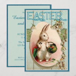 Vintage Easter Bunny Illustration Invitation