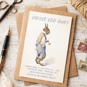 Vintage Easter Bunny Invitation - Easter Egg Hunt