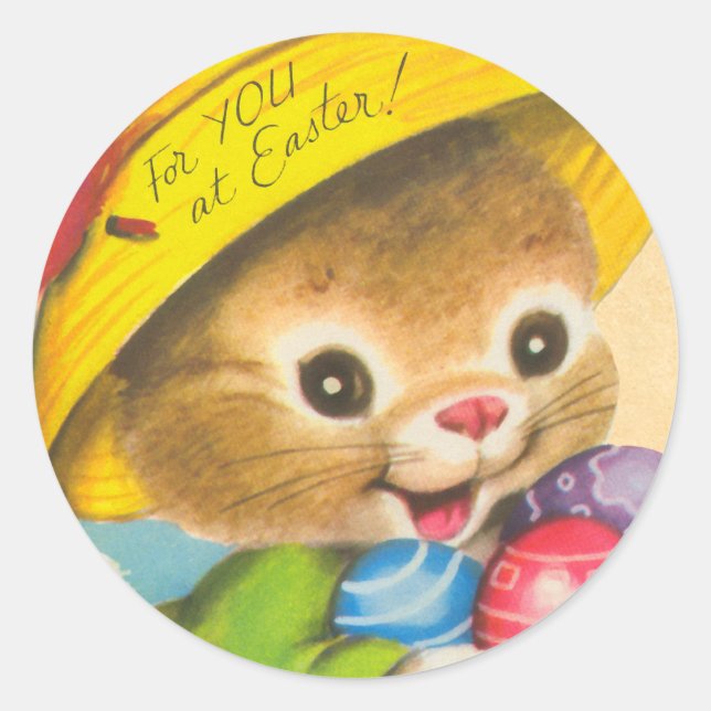 Vintage Easter Bunny Kid Stickers (Front)