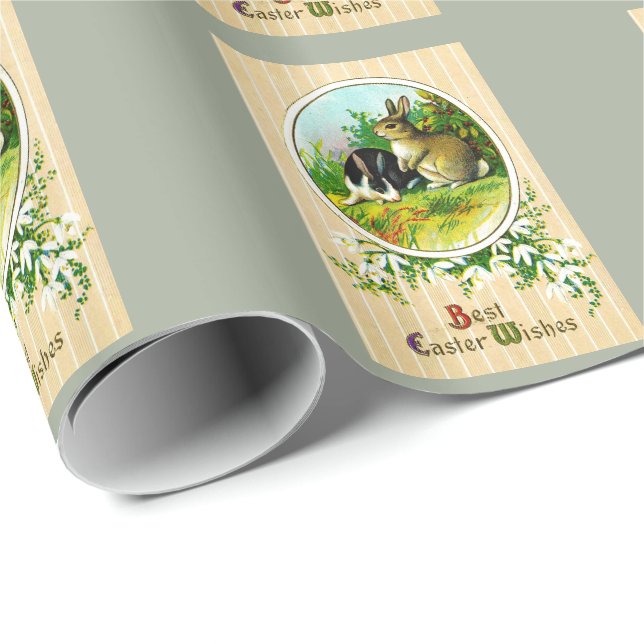 Vintage Easter Bunny Postcard, 1900 Wrapping Paper (Roll Corner)