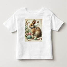 Vintage Easter Bunny Rabbit Egg Watercolor Toddler T-Shirt