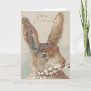Vintage Easter Bunny Rabbit Holiday Card