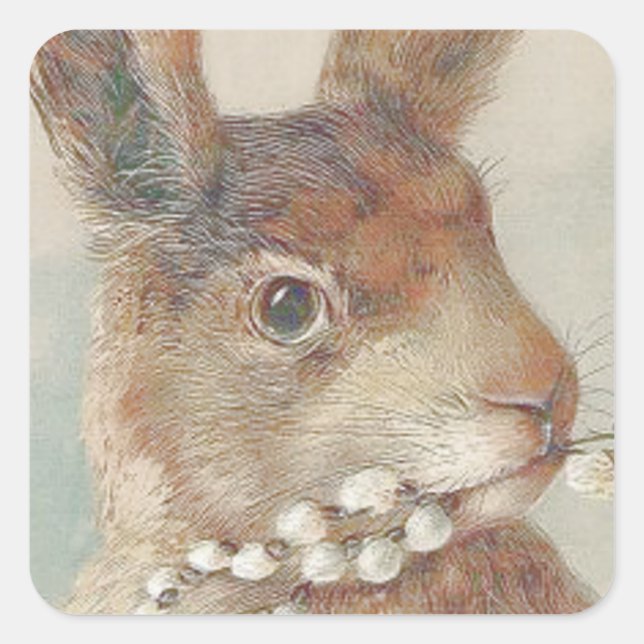 Vintage Easter Bunny Rabbit Square Sticker (Front)