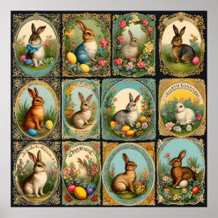 Vintage Easter Bunny, Retro Easter Bunnies, Easter Poster