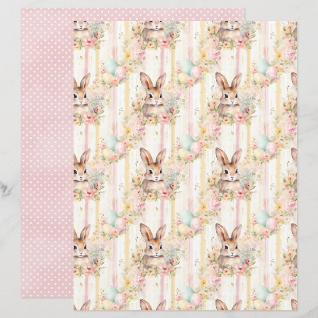 Vintage Easter Bunny Scrapbook Paper (Front/Back)