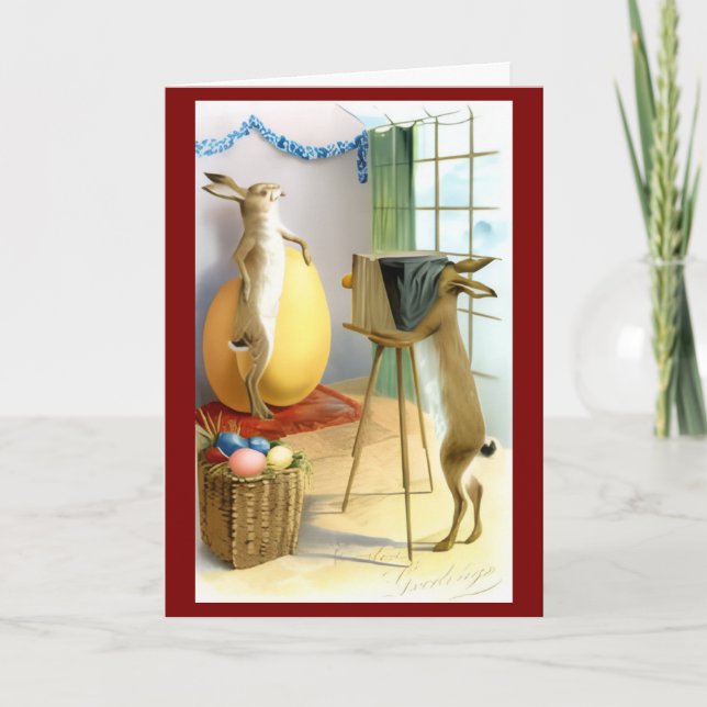 Vintage Easter Bunny Spring Card (Front)