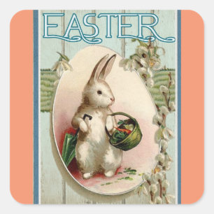Vintage Easter Bunny Square Sticker