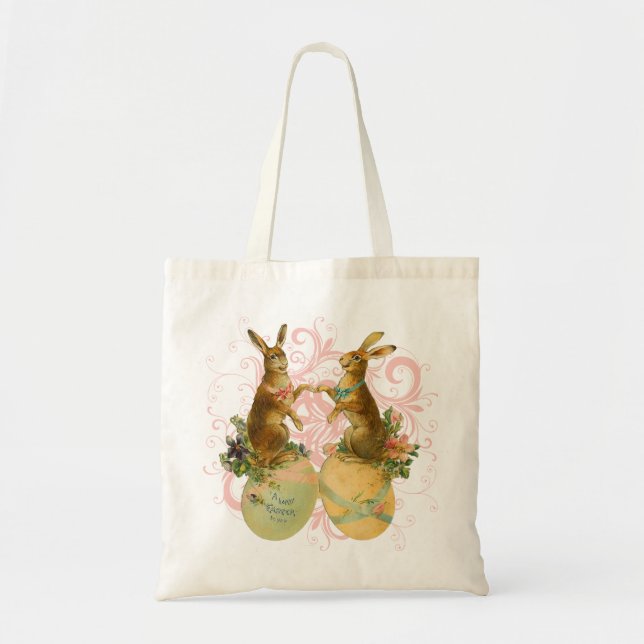 Vintage Easter Bunny Tote Bag (Front)