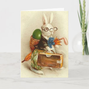 Vintage Easter Bunny Traveller Easter Card