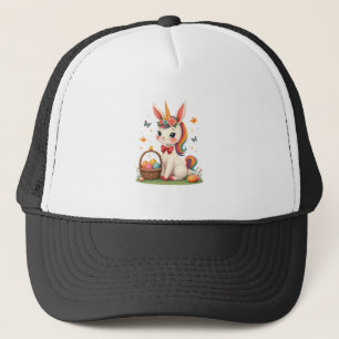 Vintage Easter Bunny Unicorn Pastel Floral Cartoon Trucker Hat
