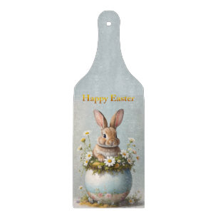 Vintage Easter Bunny with daisies Cutting Board