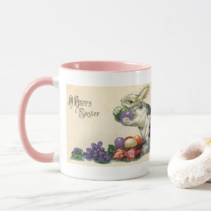 Vintage Easter Bunny with Easter Eggs in a Basket Mug