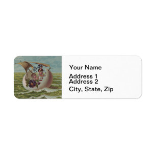 Vintage Easter Card Children Sailing Return Address Label