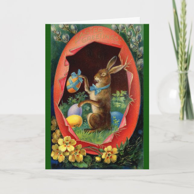 Vintage Easter Card - Easter Bunny in Egg (Front)