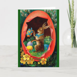 Vintage Easter Card - Easter Bunny in Egg
