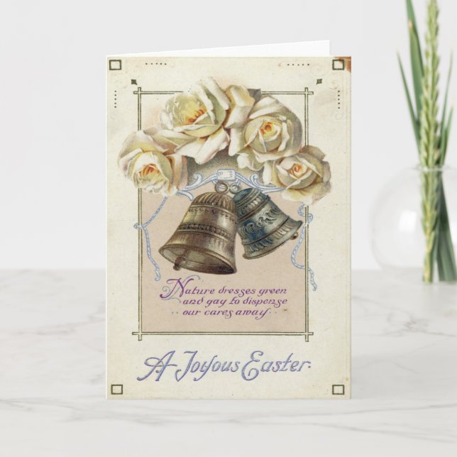 Vintage Easter Card Floral Pretty Bells (Front)