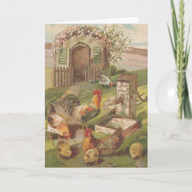 Vintage Easter Chickens Holiday Card (Front)