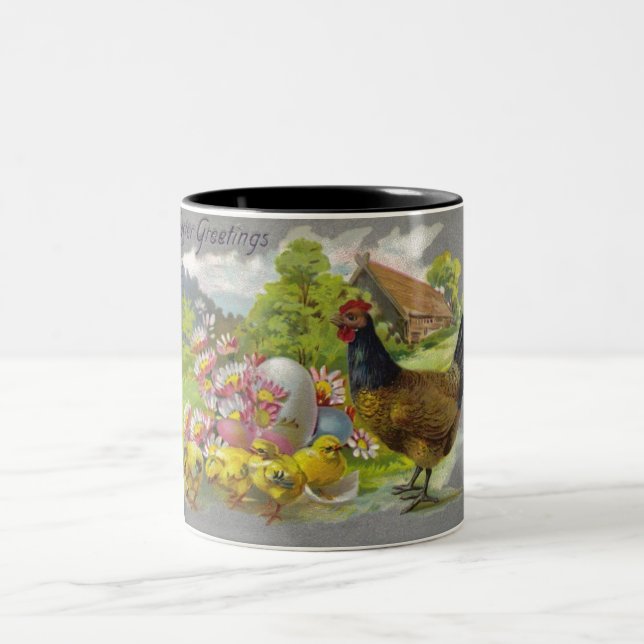 Vintage Easter Chicks and Rooster Mug (Center)