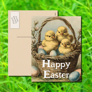 Vintage Easter Chicks Holiday Postcard