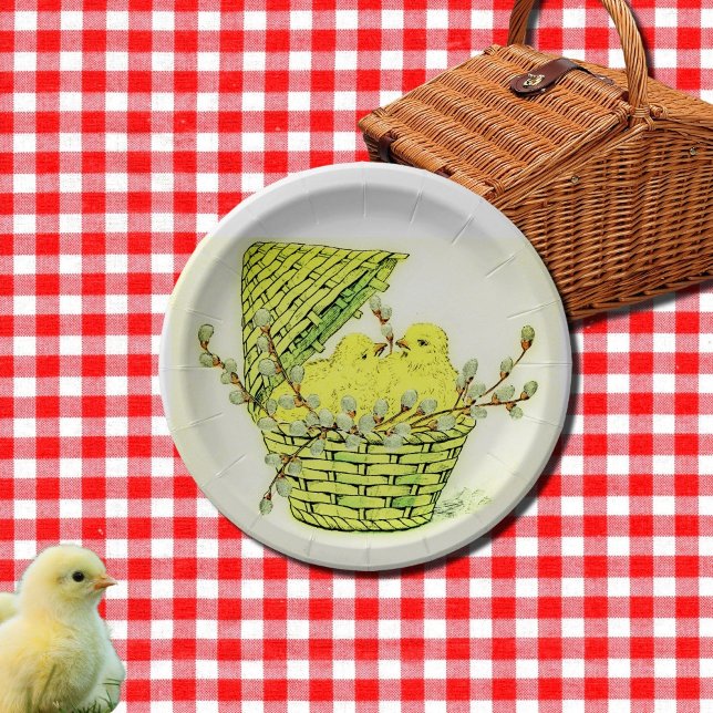 Vintage Easter Chicks Paper Plate (Creator Uploaded)