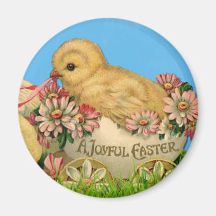 Vintage Easter Chicks with Blue Sky and Easter Egg Magnet