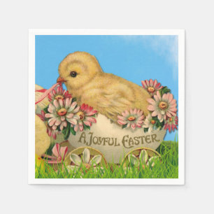 Vintage Easter Chicks with Blue Sky and Easter Egg Napkin