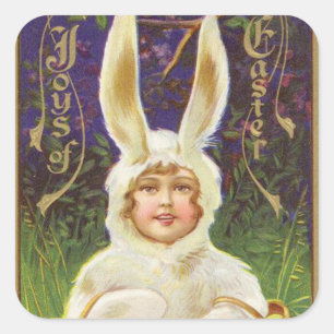 Vintage Easter child bunny Holiday sticker
