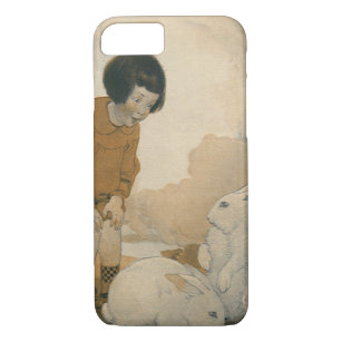 Vintage Easter, Child Playing White Bunny Rabbits Case-Mate iPhone Case