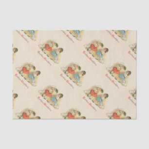 Vintage Easter Children Rabbits Bonnets Antique Tissue Paper
