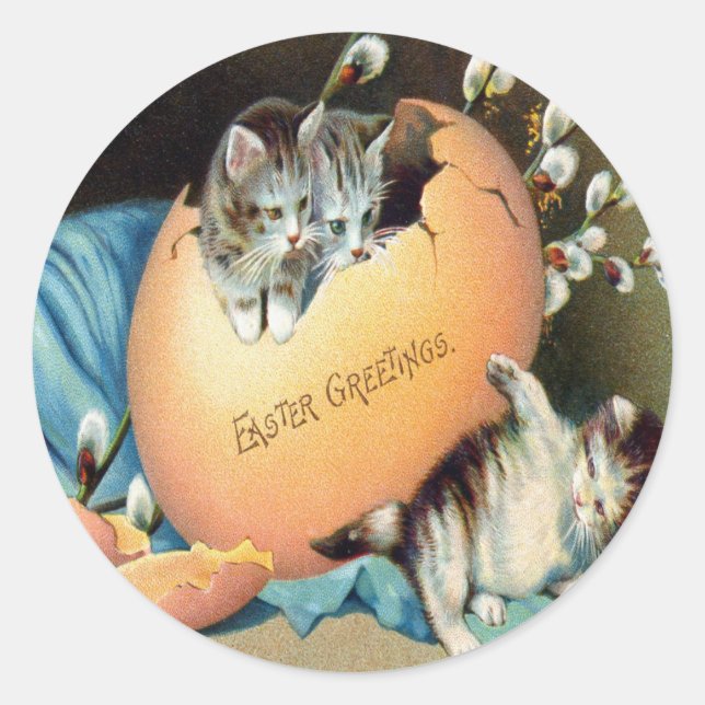 Vintage Easter Classic Round Sticker (Front)