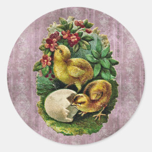 Vintage Easter Classic Round Sticker