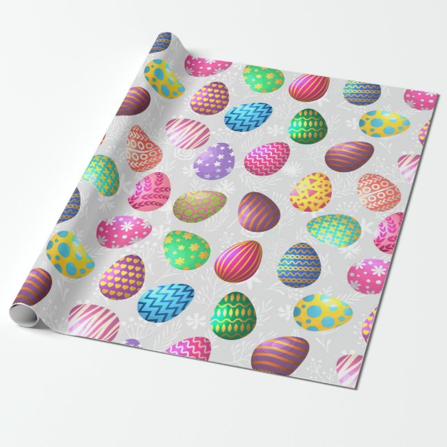 Vintage Easter Coloured Eggs Wrapping Paper (Unrolled)
